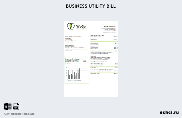цифровая загрузка шаблона счета за коммунальные услуги WeGen Energy на Филиппина